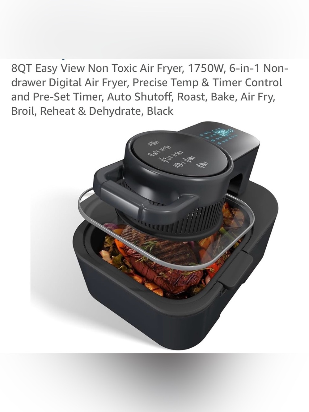 8QT Black Air Fryer - Digital Non-Drawer Oven
